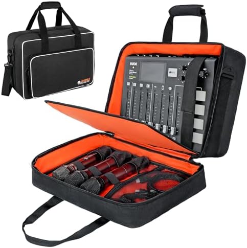 Large Audio Mixer Travel Case Compatible with RODECaster Pro,RODECaster Pro II,TC-Helicon GoXLR,Podcast Mixer Case Protective DJ Mixer Storage Bag for Microphones and More Podcast Equipment Lefor·Z