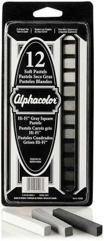 Derwent Alphacolor Soft Square Pastels, 7 Hi-Fi Gray Tones, 12 Pastels per Set (145003) Derwent