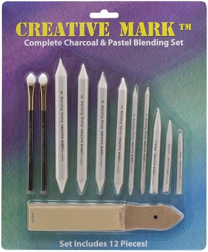 Creative Mark Complete Blending Set - Includes Sponge Blenders, Blending Stumps, & Sandpaper Pad - Great for Charcoal, Pencil, & Pastel Blending Creative Mark