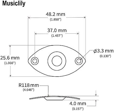 Овальные металлические крепления Musiclily для выхода на электрогитару, размер 48*25,5 мм, 2 штуки Musiclily