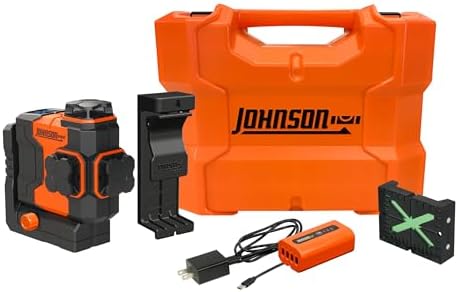 Лазерный уровень Johnson Level & Tool JLD300-GN2D с самовыравниванием и технологией GreenBrite, магнитным основанием, в жестком кейсе Johnson