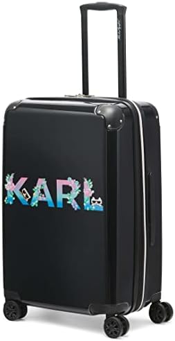 Karl Lagerfeld Paris Flowers 25" Upright Luggage, Black Karl Lagerfeld