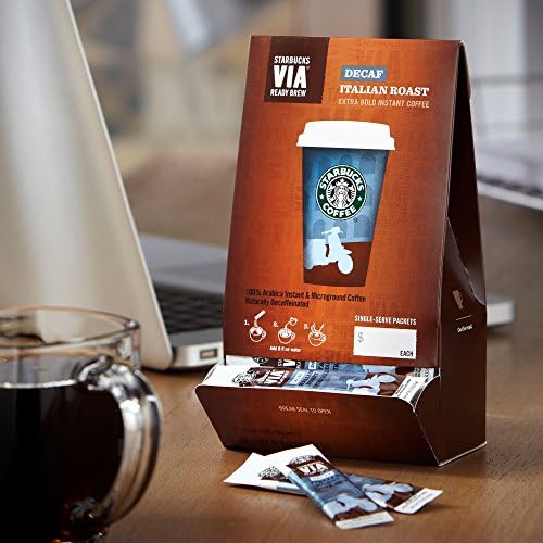 Starbucks VIA Instant Coffee, Dark Roast Coffee, Decaf Italian Roast, 100% Arabica, 1 box (50 packets) Starbucks