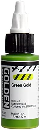 High Flow Acrylics by GOLDEN, Green Gold, 1 fl. oz. Bottle, Professional Acrylic Paint, Transparent Golden Artist Colors