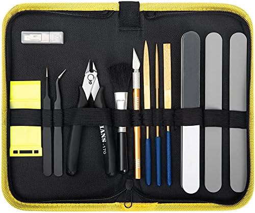 17 PCS Gundam Model Tool Kit Hobby Building Tools Craft Set Gunpla Basic Model Tool Kit in Canvas Bag for Plastic Model Kits, Car Airplane Models, Miniatures, Model Building Repairing & Fixing IQIANS