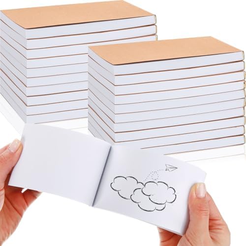 Seajan 20 Pcs Blank Flip Books Bulk 4.5 x 2.5 Inch Flip Book Paper Animation Flipbook Mini Sketch Pad Kit for Students Drawing Sketching Cartoon Seajan