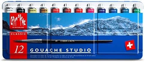 Caran D'Ache Paint Tubes, Gouache Studio, 12 Colors, Pack of 1 CARAN d'ACHE