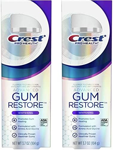 Crest Pro Health Gum Restore Advanced Whitening Toothpaste, 3.7 Oz (104g) - Pack of 2 Crest