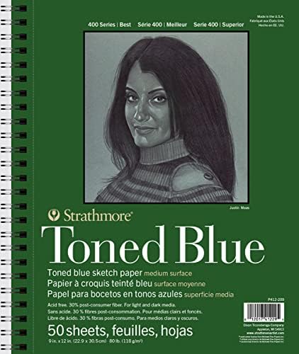 Strathmore 400 Series Sketch Pad, Toned Blue, 5.5x8.5 inch, 50 Sheets - Artist Sketchbook for Drawing, Illustration, Art Class Students Strathmore