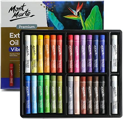 Mont Marte Extra Soft Oil Pastels Macaron Hues Premium 26pc, Assorted Pastel & Metallic Colors, Vibrant, Buttery, Versatile Art Pastels for Blending, layering & Shading, Coloring, Sketching Mont Marte