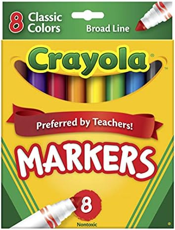 Crayola Broad Line Markers, School Supplies, Colors may vary, 8 Count Crayola