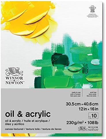 Winsor & Newton Professional Oil & Acrylic Paper Pad, 9" x 12", 10 Sheets, 230gsm, White Winsor & Newton