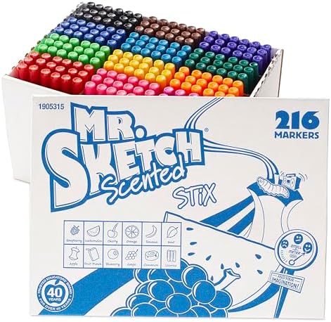 Mr. Sketch 1905315 Scented Stix Watercolor Markers Fine Point 12 Colors 216/Set (SAN1905315) Mr. Sketch