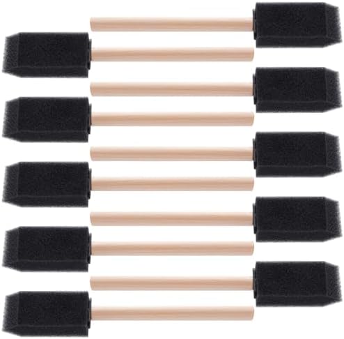 10 Pcs 1inch Foam Paint Brushes Wood Handle Sponge Painting Brush for Details, Staining, Varnishes, Large Area and DIY Craft Projects CustomyLife