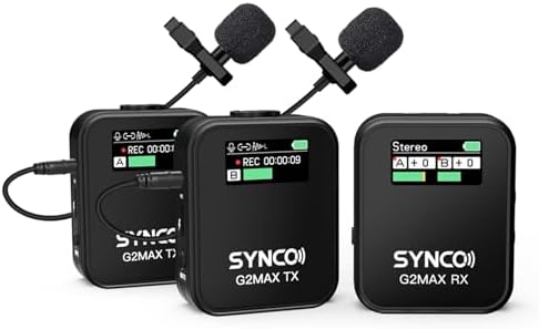 Беспроводной микрофон SYNCO G2(A2) MAX, 2.4G, 2 передатчика, 24 часа записи, 200 м, для влогов и интервью SYNCO