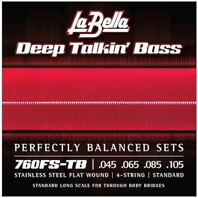 La Bella 760FS-TB Deep Talkin' Bass Stainless Steel Flat Wound- Standard Long Scale Bass Guitar String La Bella