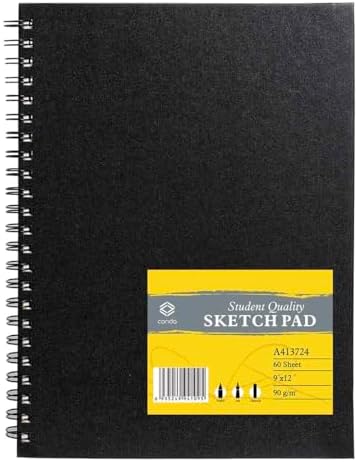 CONDA 9"x12" Double-Sided Hardbound Sketchbook, 60 Sheets, Heavyweight Hardcover Sketchbook, Spiral Sketch Pad, Durable Acid Free Drawing Paper for Drawing Painting Conda