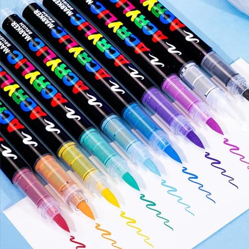 168 Color Acrylic Paint Markers, Soft Brush Tip Acrylic Paint Pens,Quick-Drying Waterproof Acrylic Markers for Canvas, Rock Painting, Wood, Stone, Glass, Ceramic, Fabric Painting KsopiaVobs