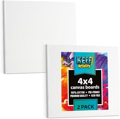 KEFF Canvas Boards for Painting - 3x5 2-Pack Bulk Canvas Pack, 100% Cotton Triple Primed Small Canvases for Painting Supplies, Acrylic, Oil, Watercolor & Tempera KEFF