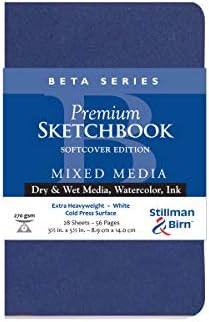 Stillman & Birn Beta Series Softcover Sketchbook, 3.5" x 5.5", 270 GSM (Extra Heavyweight), White Paper, Cold Press Surface Stillman & Birn