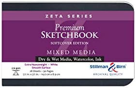 Stillman & Birn Zeta Series Softcover Sketchbook, 3.5" x 5.5", 270 gsm (Extra Heavyweight), White Paper, Smooth Surface Stillman & Birn