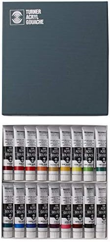 Turner Acrylic Paint Set Artist Acryl Gouache - Super Concentrated Vibrant Acrylics, Fast Drying, Velvety Matte Finish - [Set of 18 | 20 ml Tubes] Turner Colour Works