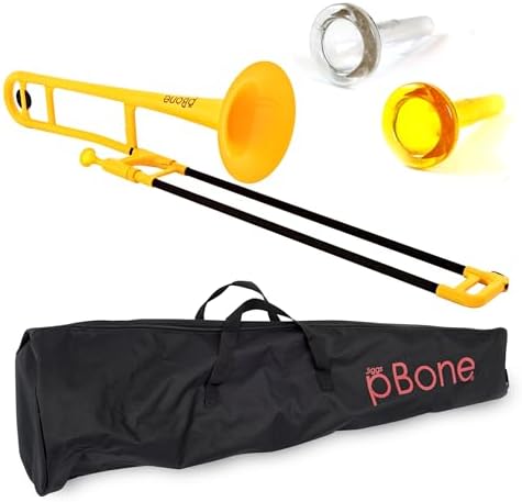 pInstrument Plastic pBone Trombone - Mouthpieces and Carrying Bag - Bb Authentic Sound for Student & Beginner - Durable ABS Construction - Black PBone