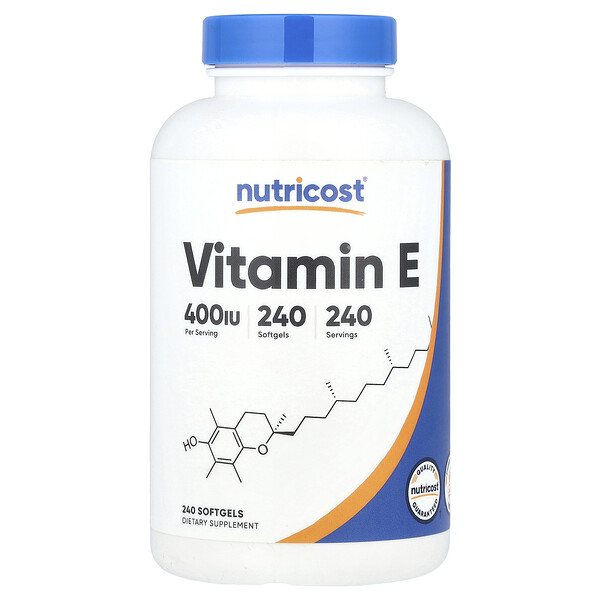 Vitamin E, 180 mg (400 IU), 240 Softgels Nutricost