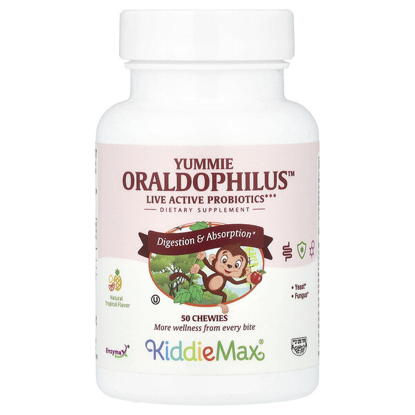 KiddieMax® Yummie Oraldophilus™, Natural Tropical, 50 Chewies Maxi Health