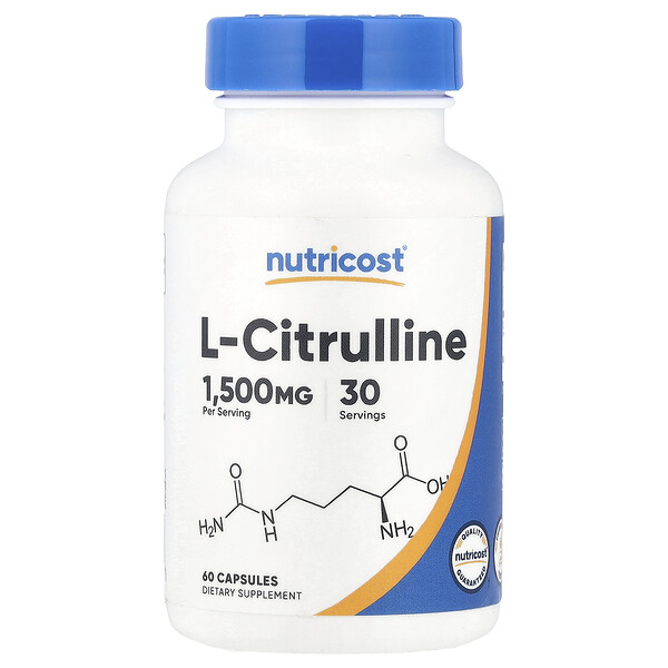 L-Citrulline, 1,500 mg, 60 Capsules (750 mg per Capsule) Nutricost