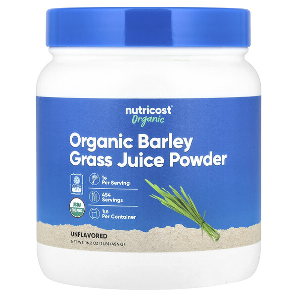 Organic Barley Grass Juice Powder, Unflavored, 16.2 oz (454 g) Nutricost