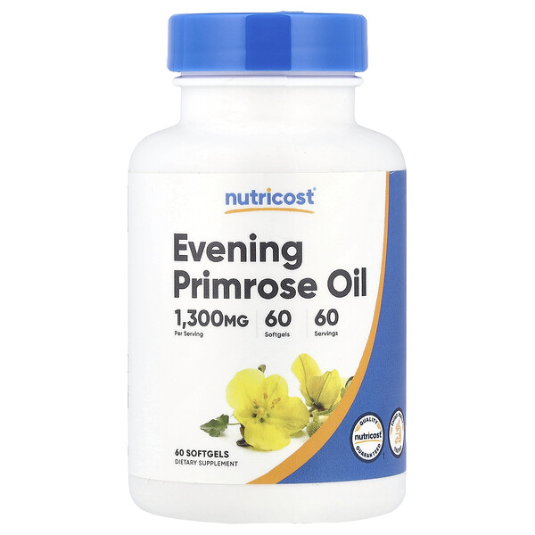 Evening Primrose Oil, 1,300 mg, 60 Softgels Nutricost