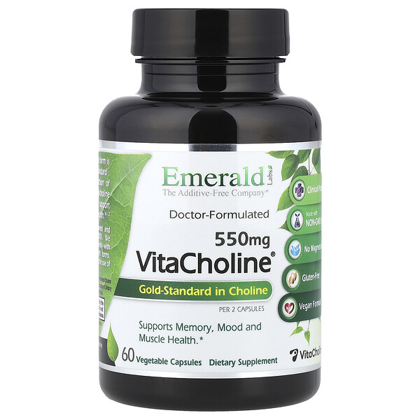 VitaCholine®, 550 mg, 60 Vegetable Capsules (275 mg Per Capsule) Emerald Labs