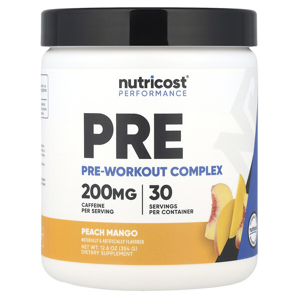 Performance, Pre-Workout Complex, Peach Mango, 12.6 oz (354 g) Nutricost