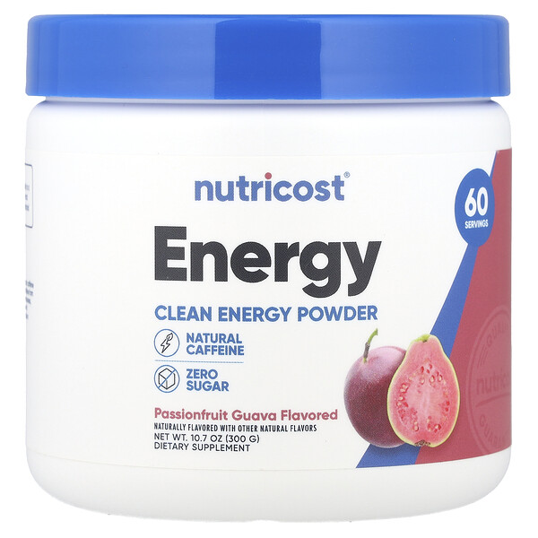 Energy, Clean Energy Powder, Passionfruit Guava, 10.7 oz (300 g) Nutricost