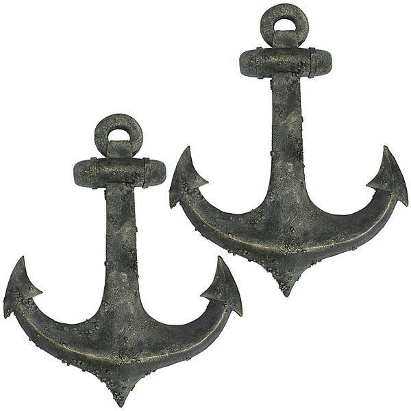 Ahoy There Maritime Anchor Wall Sculpture: Set Of Two Design Toscano