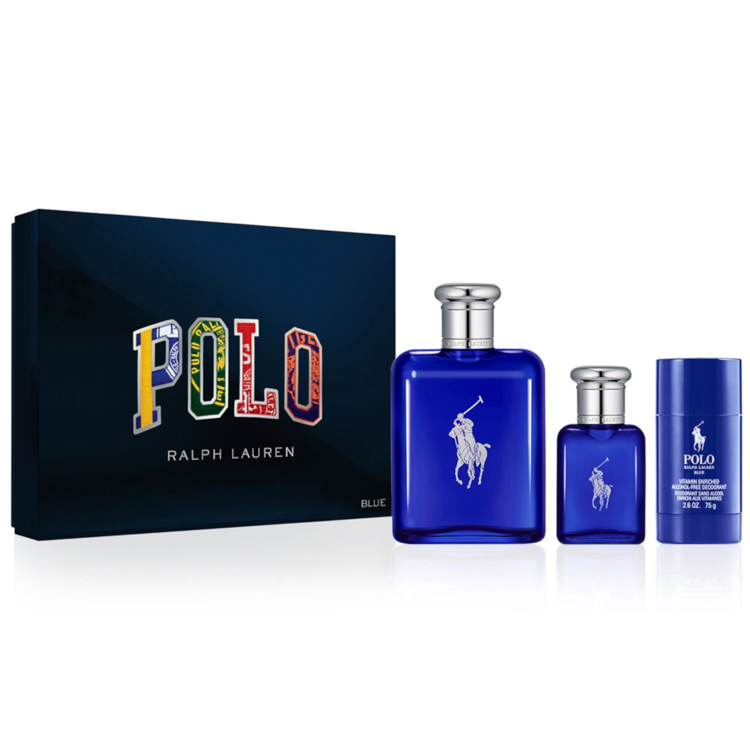 Набор ароматов туалетной воды Polo Blue, 3 предмета, свежий и чистый, с нотами дыни и бергамота Ralph Lauren