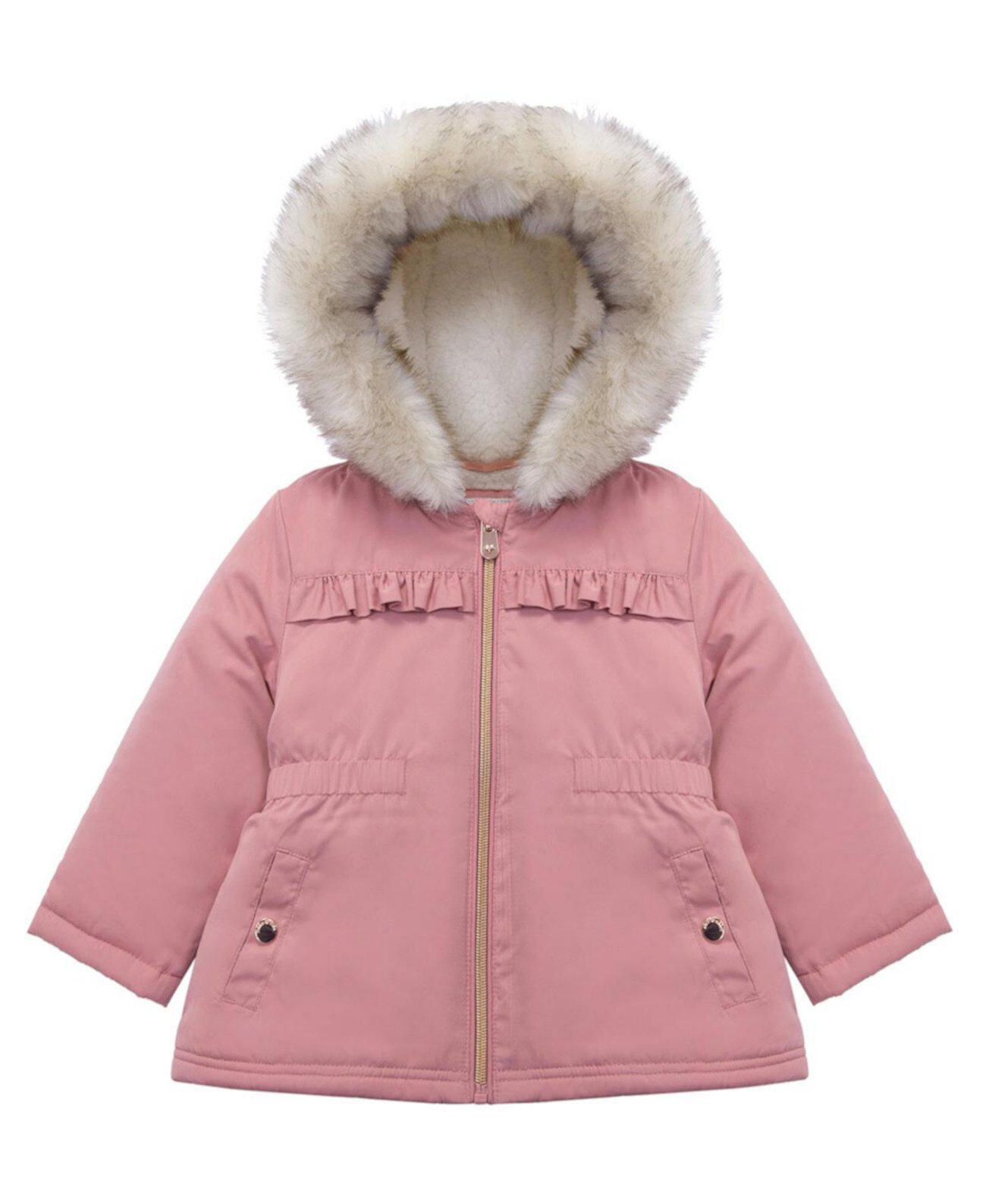 Baby Girls Baby Puffer Jacket with Sherpa Fleece Lining 6-24M Rokka&Rolla