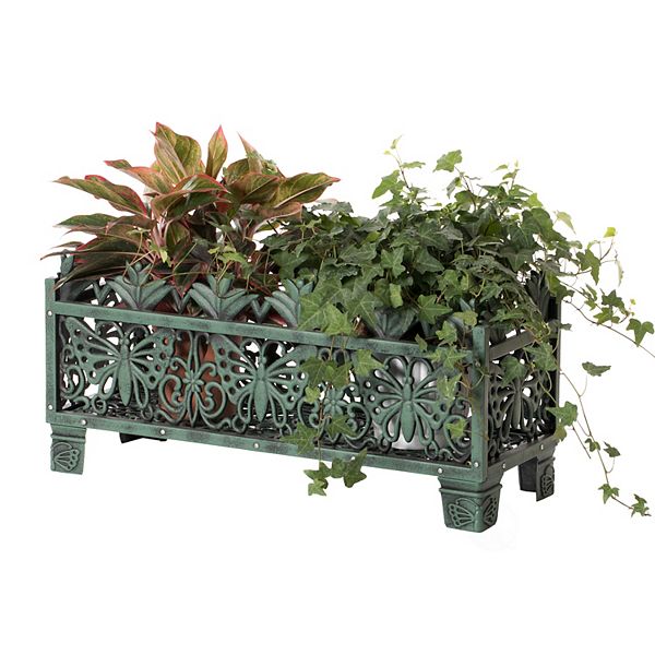 Outdoor Living Butterfly Rectangle Plant Stand, Flower Planting Pot Gardenised