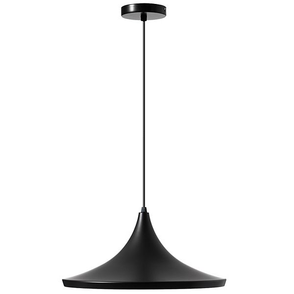 Quickway Imports Modern Round Thin Metal Black Pendant Lamp, Ceiling Hanging Light Fixture Quickwayimports