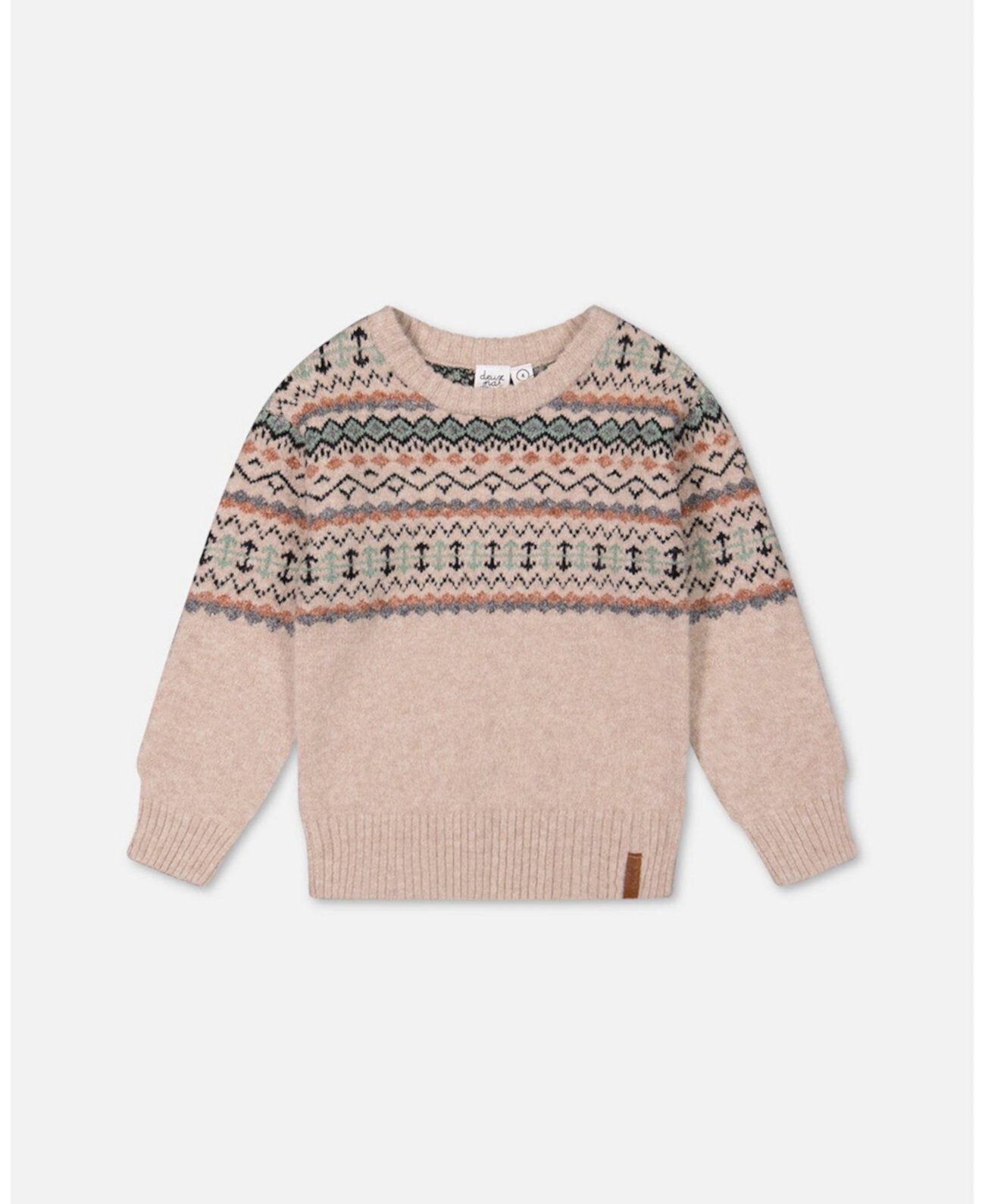 Little Boys Sweater With Norwegian Jacquard Beige Mix - Toddler|Child Deux par Deux