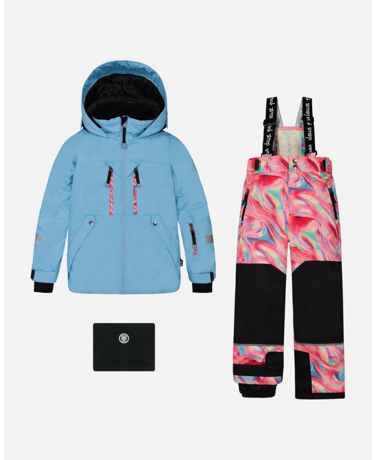 Toddler Girls Two Piece Technical Snowsuit Air Blue And Printed Marble - Toddler|Child Deux par Deux