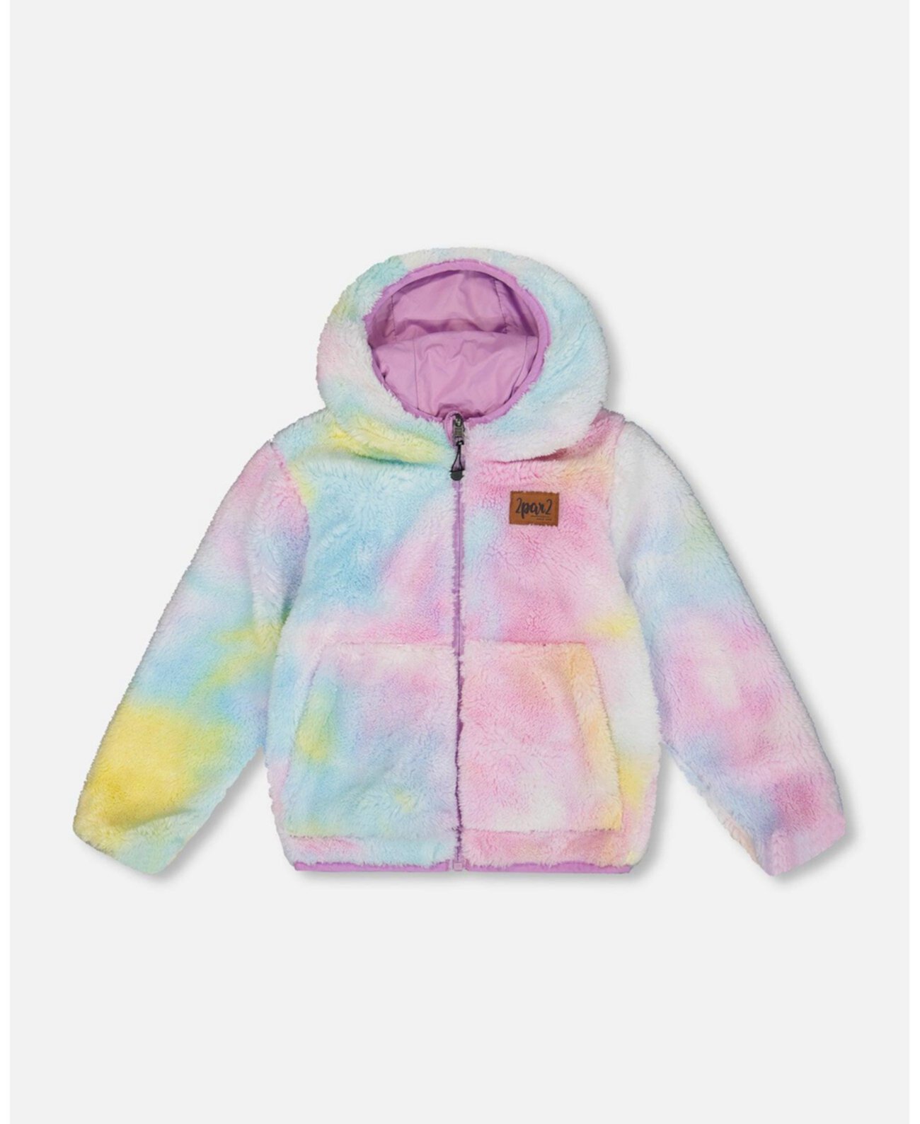 Little Girls Reversible Plush Jacket Lilac Tie Dye - Toddler|Child Deux par Deux