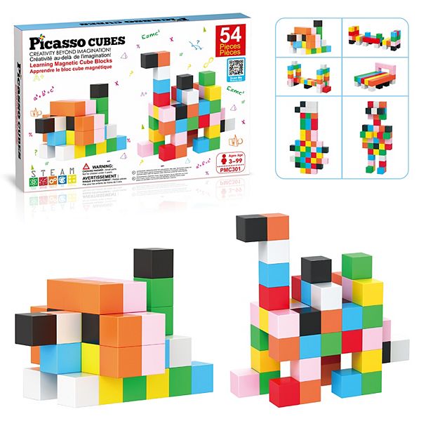 PicassoTiles 54 PC Magnetic Blocks, Magnetic Building Blocks for Kids, Magnet Toy for Kids 3+ PicassoTiles