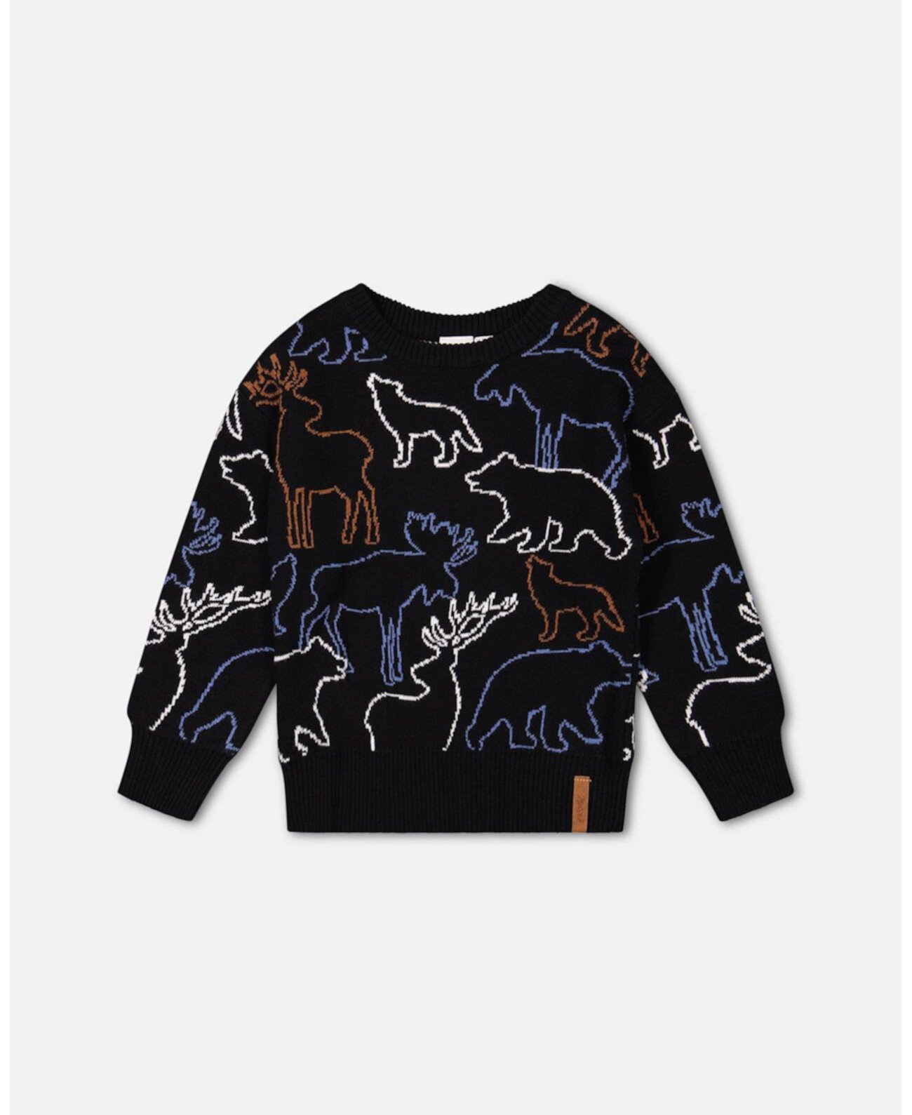 Toddler Boys Sweater With Intarsia Animal Forest Black - Toddler|Child Deux par Deux