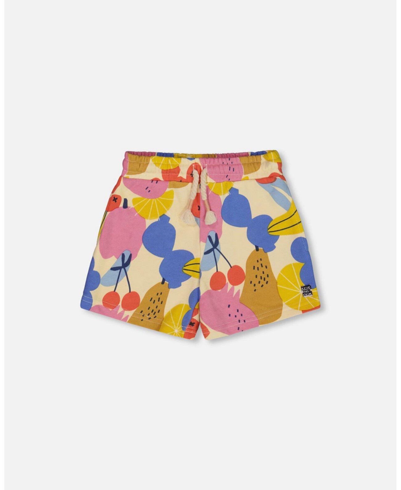 Toddler Girls Printed French Terry Short Fruits On Yellow Background - Toddler|Child Deux par Deux