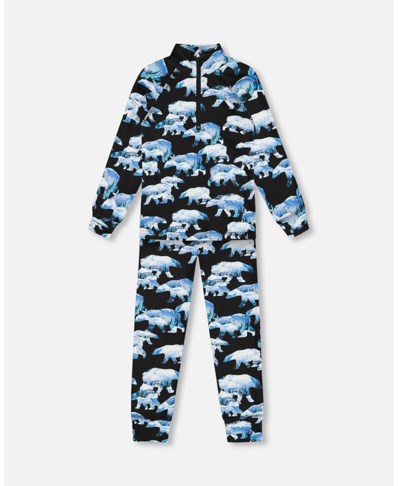 Boy Two Piece Thermal Underwear Set Black Printed Polar Bears - Toddler|Child Deux par Deux