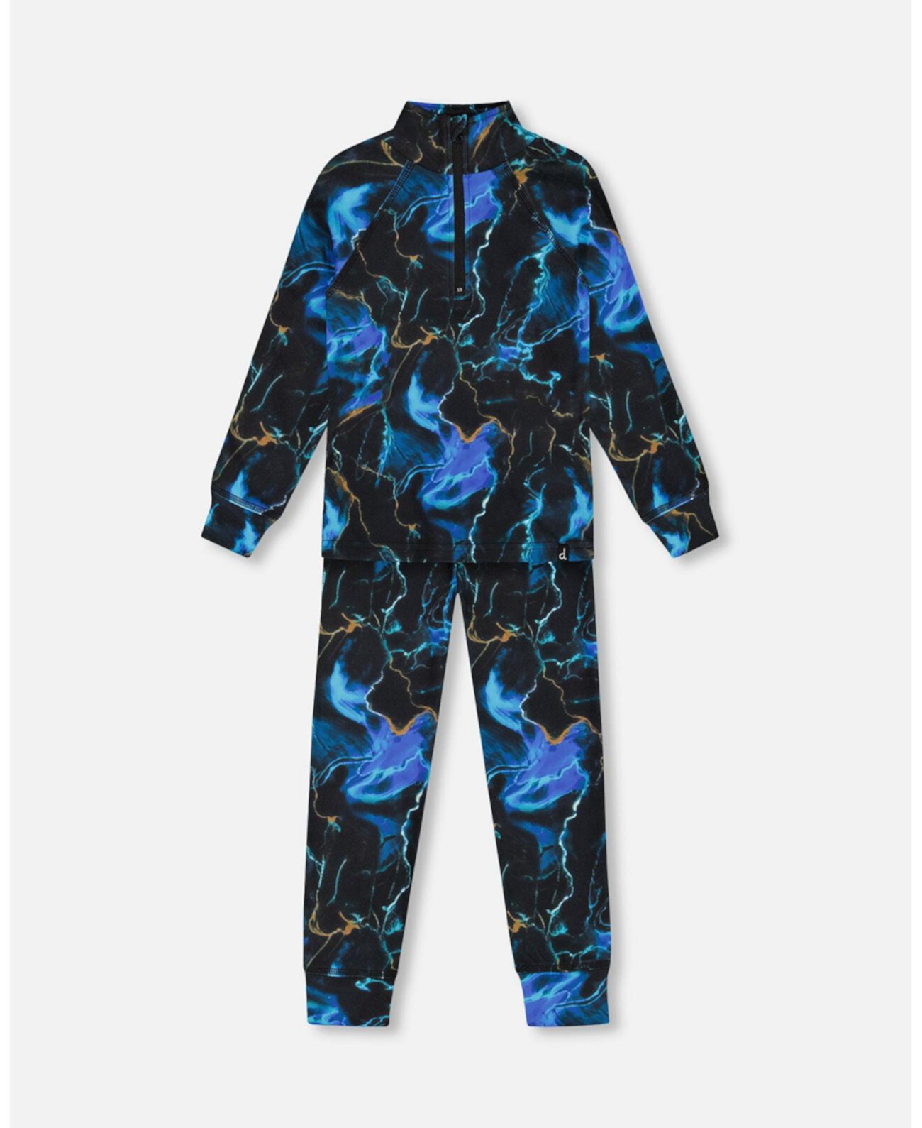 Toddler Boys Two Piece Thermal Underwear Set Black Printed Storm Deux par Deux