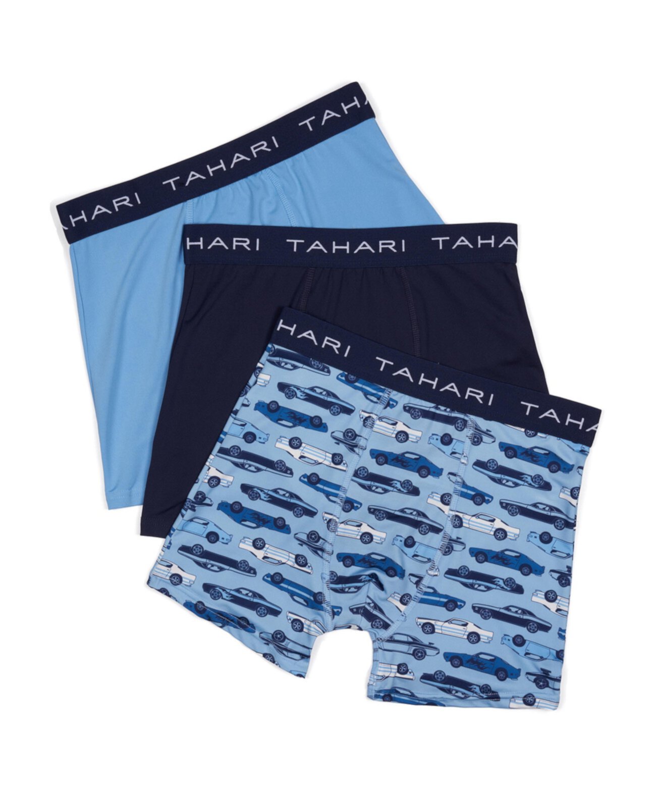 Toddler Boys 3-Pack Printed and Solid Boxer Briefs with Logo Waistband Tahari