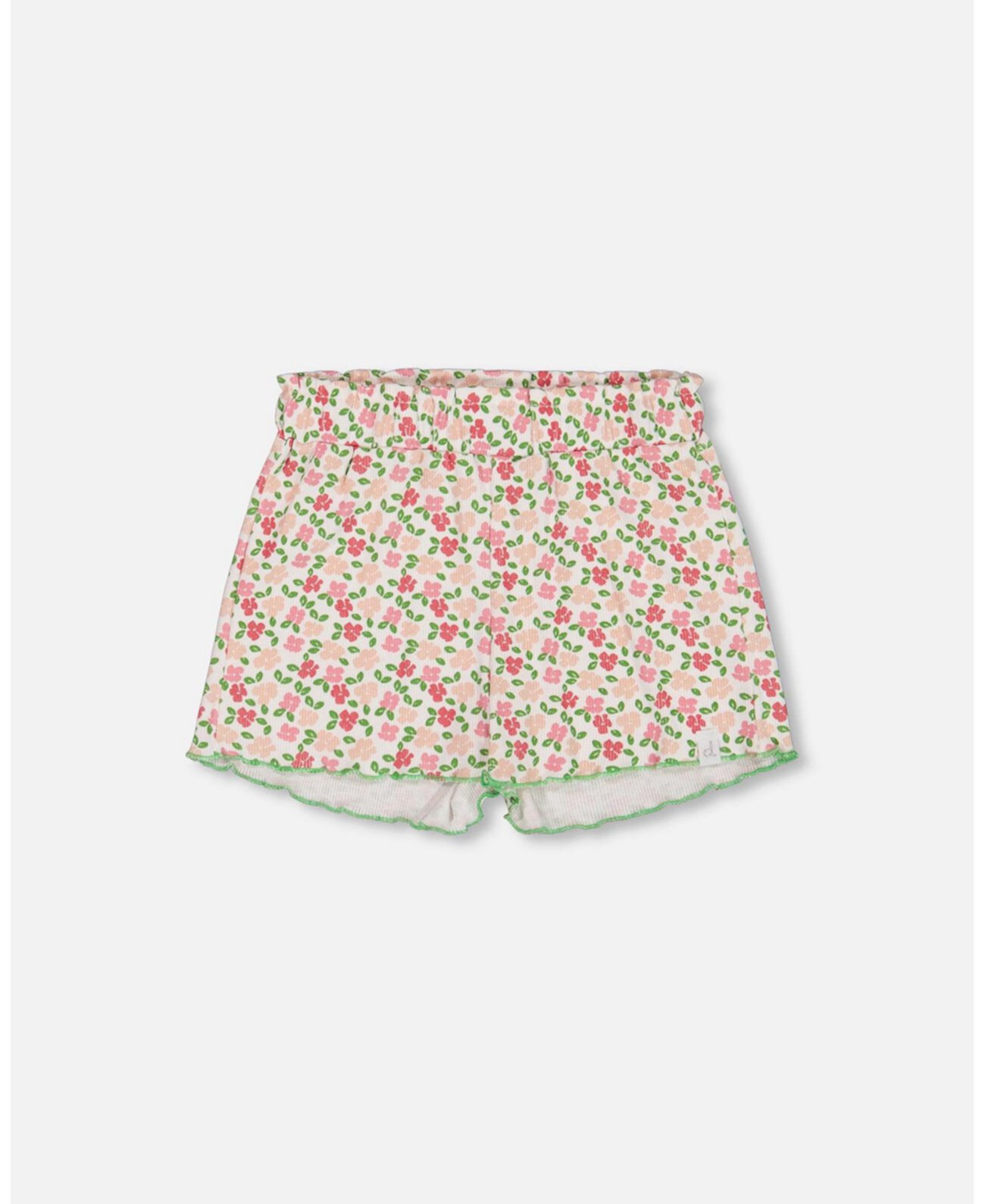 Toddler Girls Printed Ribbed Short Small Flowers On White Background - Toddler|Child Deux par Deux